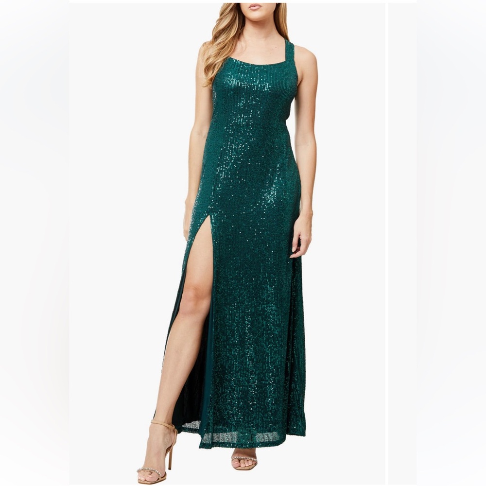 Judy Sequin Cross Back Maxi Dress